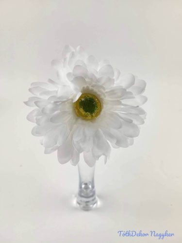 Gerbera élethű hamvas szárú selyemvirág 56 cm - Fehér