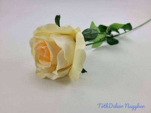 Szép fejű rózsa szálas selyemvirág 60 cm - Krém-Barack