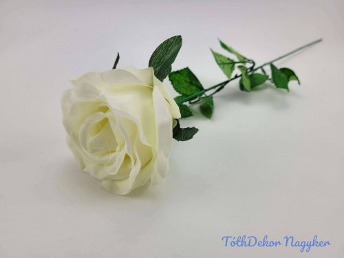 Szép fejű rózsa szálas selyemvirág 60 cm - Krém