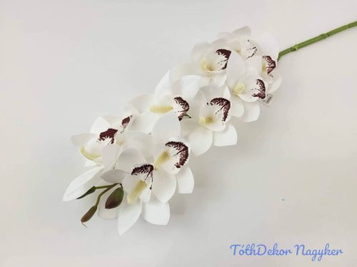 Gumis cymbidium 10 fejes orchidea ág 75 cm - Fehér