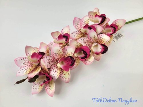 Gumis cymbidium 10 fejes orchidea ág 75 cm - Rózsaszín Pöttyös