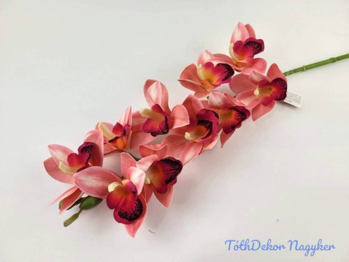 Gumis cymbidium 10 fejes orchidea ág 75 cm - Púder Rózsaszín