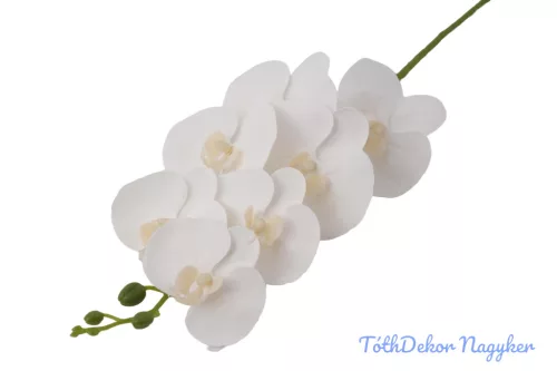 Gumis orchidea 7 fejes ág 77 cm - Fehér