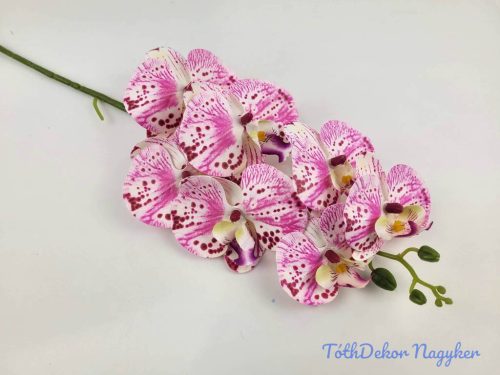 Gumis orchidea 7 fejes ág 77 cm - Rózsaszín-Pöttyös