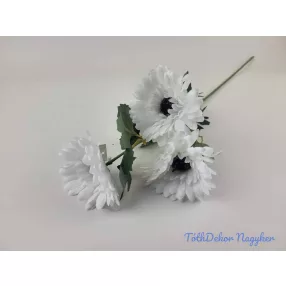 Gerbera 3 fejes selyemvirág ág 61cm - Fehér
