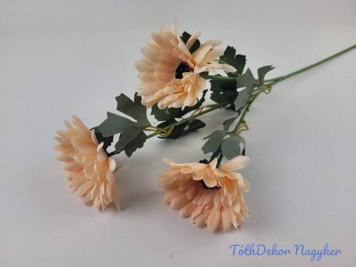 Gerbera 3 fejes selyemvirág ág 61cm - Barack