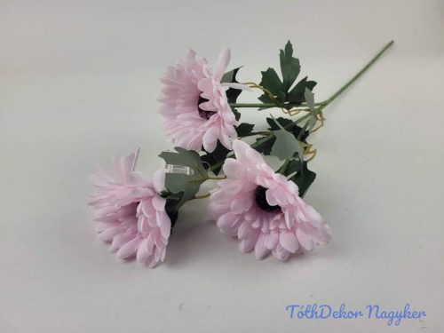 Gerbera 3 fejes selyemvirág ág 61cm - Rózsaszín