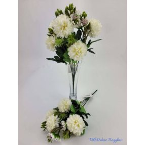 Krizantém 5v selyem csokor 33cm - Krém