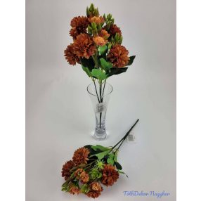 Krizantém 5v selyem csokor 33cm - Őszi Narancs