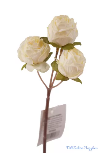 Rózsa 4 fejes ágacska 30 cm - Törtfehér