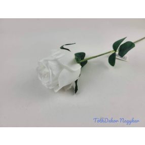 Bimbós rózsa szálas selyemvirág 53cm - Fehér