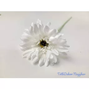 Gerbera élethű hamvas szárú selyemvirág 52 cm - Fehér
