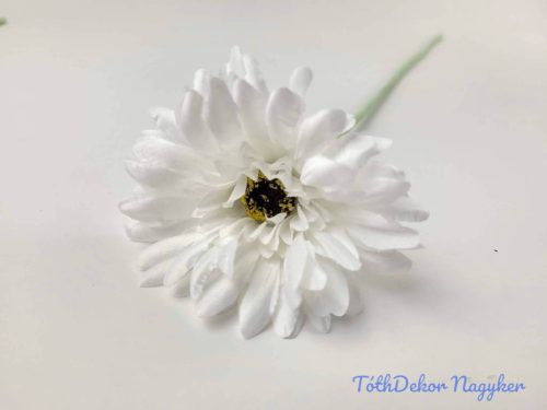 Gerbera élethű hamvas szárú selyemvirág 52 cm - Fehér