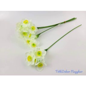 Nárcisz 3 fejes selyem szálas 46 cm - Zöldes Fehér