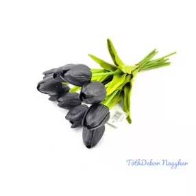Tulipán 10 szálas gumi köteg 34 cm - Fekete