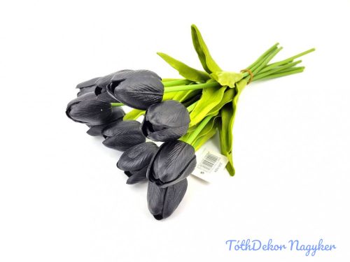 Tulipán 10 szálas gumi köteg 34 cm - Fekete