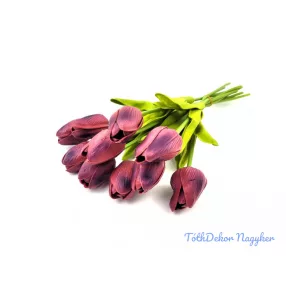 Tulipán 10 szálas gumi köteg 34 cm - Bordó