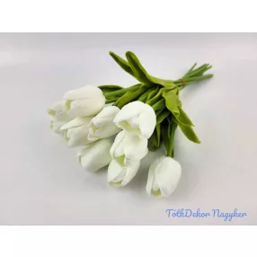 Tulipán 10 szálas gumi köteg 34 cm - Fehér