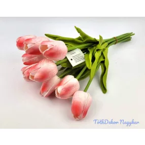 Tulipán 10 szálas gumi köteg 34 cm - Piruló Fehér