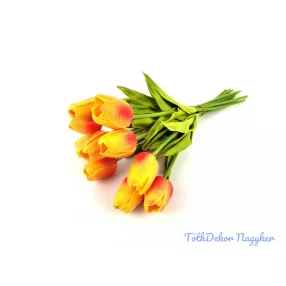 Tulipán 10 szálas gumi köteg 34 cm - Világos Narancs