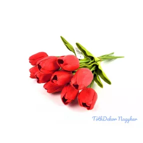 Tulipán 10 szálas gumi köteg 34 cm - Piros