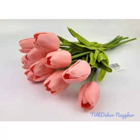 Tulipán 10 szálas gumi köteg 34 cm - Lazac