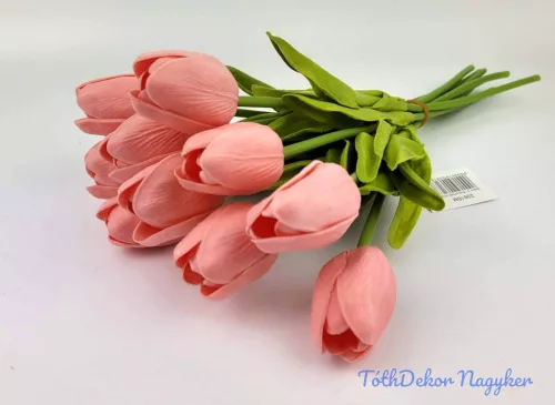 Tulipán 10 szálas gumi köteg 34 cm - Lazac