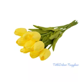 Tulipán 10 szálas gumi köteg 34 cm - Sárga
