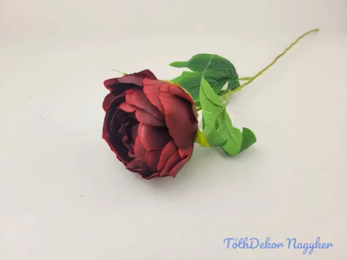 Peónia szálas selyemvirág 55cm - Bordó