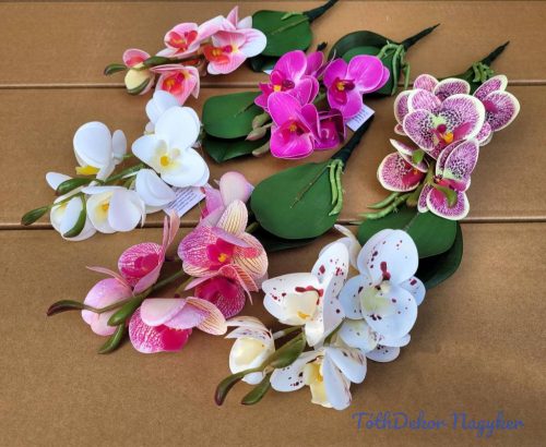 Gumis orchidea levéllel 32 cm - Mix