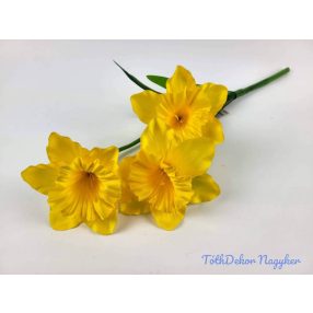 Nárcisz 3 fejes selyem ág 49 cm - Sárga