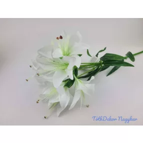 Liliom 10 fejes ág 70cm - Fehér-Zöldes