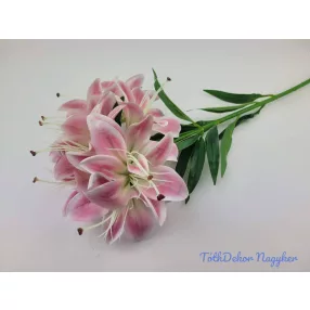 Liliom 10 fejes ág 70cm - Krémes Rózsaszín