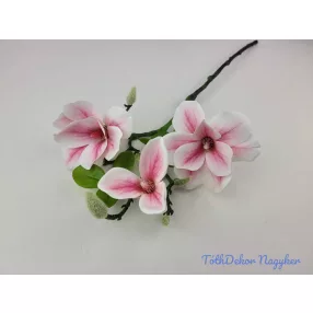 Magnólia ág 55cm - Fehér-Rózsaszín