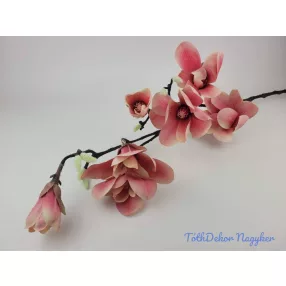 Gumis magnólia ág 7 fejes 95cm - Krém-Rózsaszín