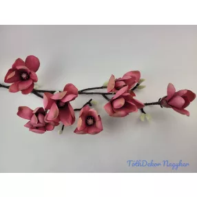 Gumis magnólia ág 7 fejes 95cm - Rózsaszínes