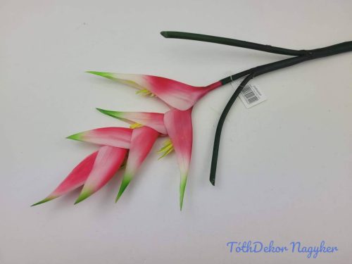 Heliconia / Rákollóvirág élethű gumis 86 cm - Sötét Rózsaszín