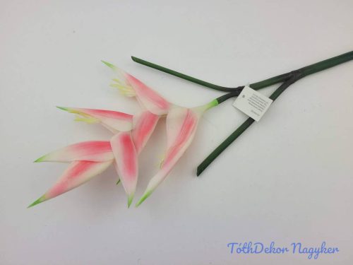 Heliconia / Rákollóvirág élethű gumis 86 cm - Világos Rózsaszín