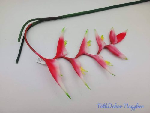 Heliconia / Rákollóvirág élethű gumis csüngős 86 cm - S. Rózsaszín