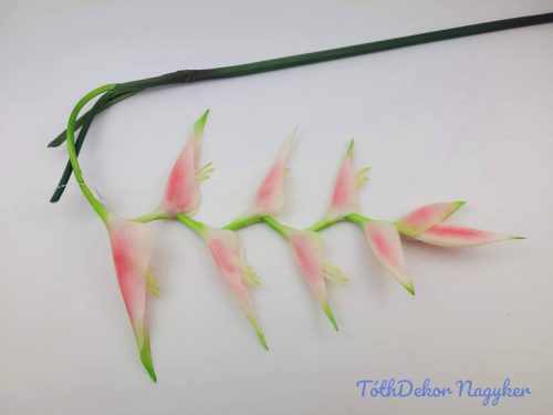 Heliconia / Rákollóvirág élethű gumis csüngős 86 cm - V. Rózsaszín