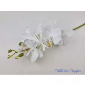 Orchidea 7 fejes ág 62cm - Fehér