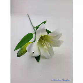 Liliom szálas gumis művirág 47cm - Törtfehér