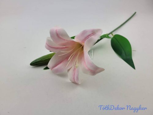 Liliom szálas gumis művirág 47cm - Halvány Rózsaszínes