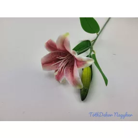 Liliom szálas gumis művirág 47cm - Sötét Rózsaszín