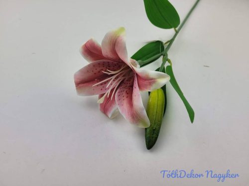 Liliom szálas gumis művirág 47cm - Sötét Rózsaszín