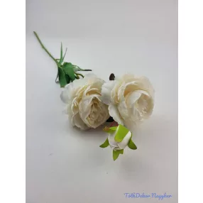 Boglárka 2fej+1bimbó szálas selyemvirág 60cm - Krém