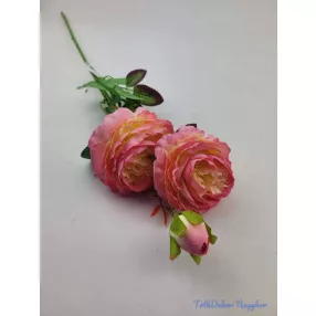   Boglárka 2fej+1bimbó szálas selyemvirág 60cm - Krém-Rózsaszín
