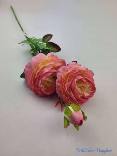 Boglárka 2fej+1bimbó szálas selyemvirág 60cm - Krém-Rózsaszín
