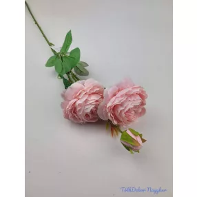   Boglárka 2fej+1bimbó szálas selyemvirág 60cm - Rózsaszín