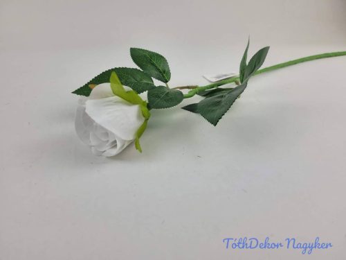 Bimbós rózsa szálas bársonyos 49cm - Fehér